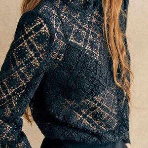 Sezane Eglantine Blouse Navy Blue - Size 4